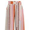 Bohemian Vacation Pants Arrow Geometric Striped Print Belt Pocket Wide Leg Pants - Orange XXL | US 14