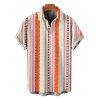 Men's Bohemian Vacation Shirt Arrow Geometric Striped Print Button Up Shirt - Orange 5XL
