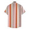 Men's Bohemian Vacation Shirt Arrow Geometric Striped Print Button Up Shirt - Orange 5XL