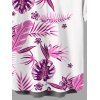 Men's Hawaiian Vacation Shirt Tropical Flower Monstera Leaf Print Button Up Shirt - Rose Vif 5XL