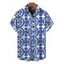 Men's Vacation Shirt Porcelain Mandala Print Button Up Shirt - Bleu 5XL