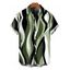 Men's Vacation Shirt Wavy Abstract Geometric Print Button Up Shirt - Vert clair 5XL