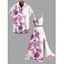 Hawaiian Vacation Couple Outfit Tropical Flower Monstera Leaf Print Lace Hollow Out Slit Dress and Shirt Set - Vert S | US 4