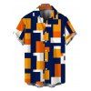 Men's Vacation Shirt Colorblock Geometric Print Button Up Casual Shirt - multicolor A 5XL