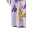 Men's Vacation Shirt Hand‑Drawn Iris Floral Print Button Up Shirt - Violet clair 5XL
