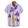 Men's Vacation Shirt Hand‑Drawn Iris Floral Print Button Up Shirt - Violet clair 5XL
