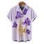 Men's Vacation Shirt Hand‑Drawn Iris Floral Print Button Up Shirt - Violet clair 5XL
