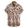 Men's Vacation Shirt Colorblock Ethnic Geometric Wavy Zebra Print Button Up Shirt - Blanc 3XL