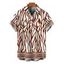 Men's Vacation Shirt Colorblock Ethnic Geometric Wavy Zebra Print Button Up Shirt - Blanc 3XL