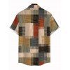 Men's Vacation Shirt Vintage Colored Plaid Print Button Up Shirt - Brun 3XL
