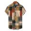 Men's Vacation Shirt Vintage Colored Plaid Print Button Up Shirt - Brun 3XL