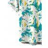 Men's Vacation Shirt Tie Dye Abstract Feather Brushstroke Print Button Up Shirt - Turquoise Foncée 5XL