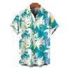 Men's Vacation Shirt Tie Dye Abstract Feather Brushstroke Print Button Up Shirt - Turquoise Foncée 5XL