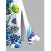 Hawaiian Vacation Couple Outfit Monstera Palm Leaf Print Lace Hollow Out Slit Dress and Shirt Set - Blanc S | US 4