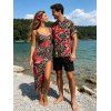 Vacation Couple Outfit Lily Floral Print One-piece Swimsuit Bodycon Skirt and Shirt Set - Brun S | US 4