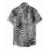 Hawaiian Vacation Couple Outfit Zebra Print Twisted Cut Out Slit Haler Dress and Shirt Set - Noir S | US 4