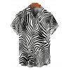 Hawaiian Vacation Couple Outfit Zebra Print Twisted Cut Out Slit Haler Dress and Shirt Set - Noir S | US 4