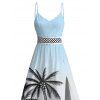 Vacation Dress for Beach Ombre Coconut Tree Print Lace Hollow Out Slit Dress - Bleu gris XXXXXL | US 20