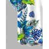 Men's Hawaiian Vacation Shirt Monstera Palm Leaf Print Button Up Shirt - Blanc 5XL