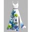 Hawaiian Vacation Dress Monstera Palm Leaf Print Lace Hollow Out Slit Dress - Blanc XXXXXL | US 20