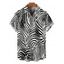Men's Vacation Shirt Monochrome Zebra Animal Print Button Up Shirt - Noir 5XL