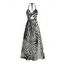 Vacation Haler Dress Monochrome Zebra Animal Print Twisted Cut Out Open Back Slit Dress - Noir XXXXXL | US 20
