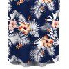 Men's Hawaiian Vacation Shirt Hibiscus Floral Tropical Leaf Print Button Up Shirt - Bleu de Minuit 2XL