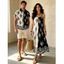 Bohemian Vacation Couple Outfit Contrast Color Baroque Damask Print Spaghetti Strap Maxi Dress and Shirt Set - BLACK S | US 4