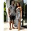 Hawaiian Vacation Couple Outfit Zebra Print Twisted Cut Out Slit Haler Dress and Shirt Set - BLACK S | US 4