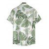 Men's Vacation Shirt Tropical Monstera Leaf Print Button Up Shirt - Vert clair 5XL
