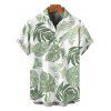 Men's Vacation Shirt Tropical Monstera Leaf Print Button Up Shirt - Vert clair 5XL