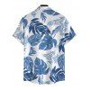 Men's Vacation Shirt Tropical Monstera Leaf Print Button Up Shirt - Bleu 5XL