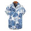 Men's Vacation Shirt Tropical Monstera Leaf Print Button Up Shirt - Bleu 5XL