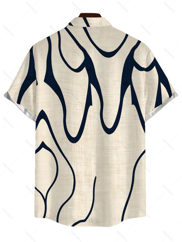 Men's Hawaiian Vacation Shirt Abstract Print Button Up Shirt - Beige 5XL