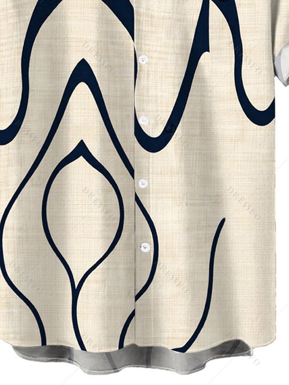Men's Hawaiian Vacation Shirt Abstract Print Button Up Shirt - Beige 5XL