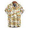 Hawaiian Vacation Couple Outfit Autumn Leaf Berry Vine Print Self-belt Cold Shoulder High Low Dress and Shirt Set - Brun Doré S | US 4