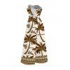 Hawaiian Vacation Couple Outfit Coconut Tree Geometric Print Pocket Off the Shoulder Jumpsuit and Shirt Set - café S | US 4
