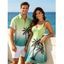 Vacation Couple Outfit Ombre Coconut Tree Print Ruched Bust Dress and Shirt Shorts Set - violet lilas S | US 4