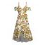 Hawaiian Vacation Dress Autumn Leaf Berry Vine Print Surplice Self-belt Cold Shoulder High Low Dress - Brun Doré XXXXXL | US 20