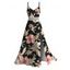 Hawaiian Vacation Dress Hibiscus Flower Leaf Print Lace Hollow Out Spaghetti Strap Slit Dress - Noir XXXXXL | US 20