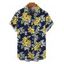 Men's Hawaiian Vacation Shirt Plumeria Floral Leaf Print Button Up Beach Shirt - Bleu de Minuit 5XL