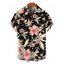 Men's Hawaiian Vacation Shirt Hibiscus Flower Leaf Print Button Up Shirt - Noir 5XL