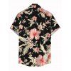 Men's Hawaiian Vacation Shirt Hibiscus Flower Leaf Print Button Up Shirt - Noir 5XL