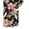 Men's Hawaiian Vacation Shirt Hibiscus Flower Leaf Print Button Up Shirt - Noir 5XL