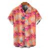 Men's Hawaiian Vacation Shirt Tropical Colored Palm Leaf Print Button Up Shirt - orange clair 5XL