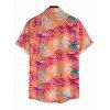 Men's Hawaiian Vacation Shirt Tropical Colored Palm Leaf Print Button Up Shirt - orange clair 5XL