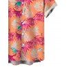 Men's Hawaiian Vacation Shirt Tropical Colored Palm Leaf Print Button Up Shirt - orange clair 5XL
