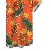 Men's Hawaiian Vacation Shirt Tropical Flower Leaf Print Button Up Shirt - Orange vif 5XL