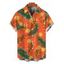 Men's Hawaiian Vacation Shirt Tropical Flower Leaf Print Button Up Shirt - Orange vif 5XL