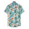 Men's Hawaiian Vacation Shirt Tropical Flower Leaf Print Button Up Beach Shirt - Turquoise 5XL